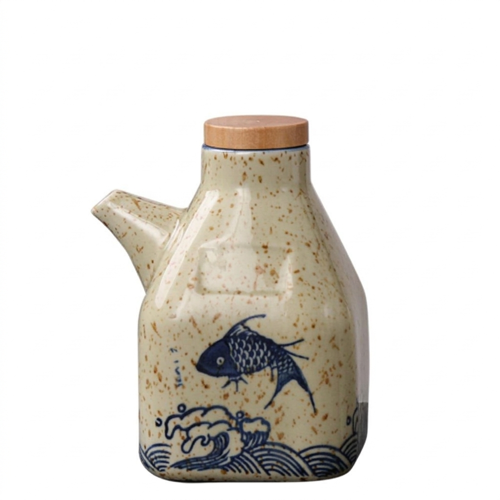Hand Painted Ceramic Soy Sauce and Oil Dispenser