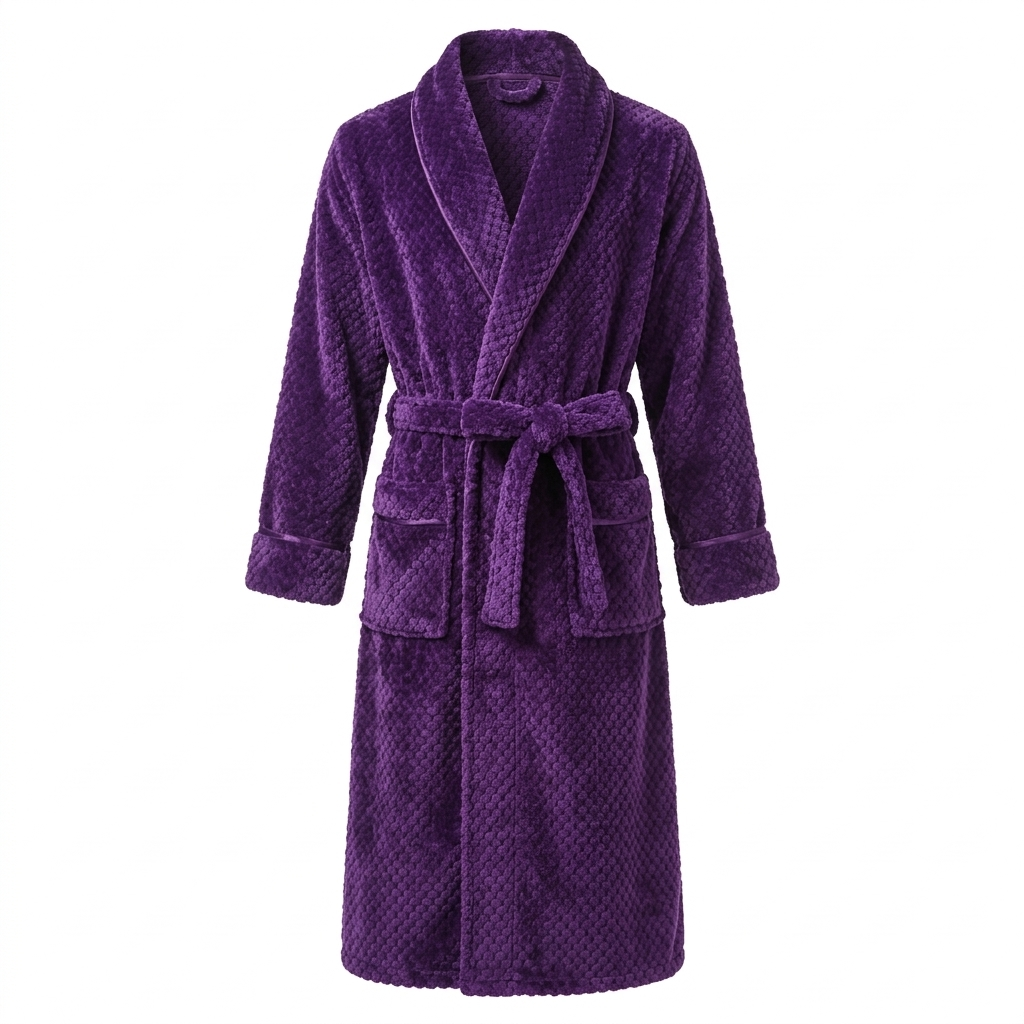 Unisex Fleece Winter Bathrobe With Pockets