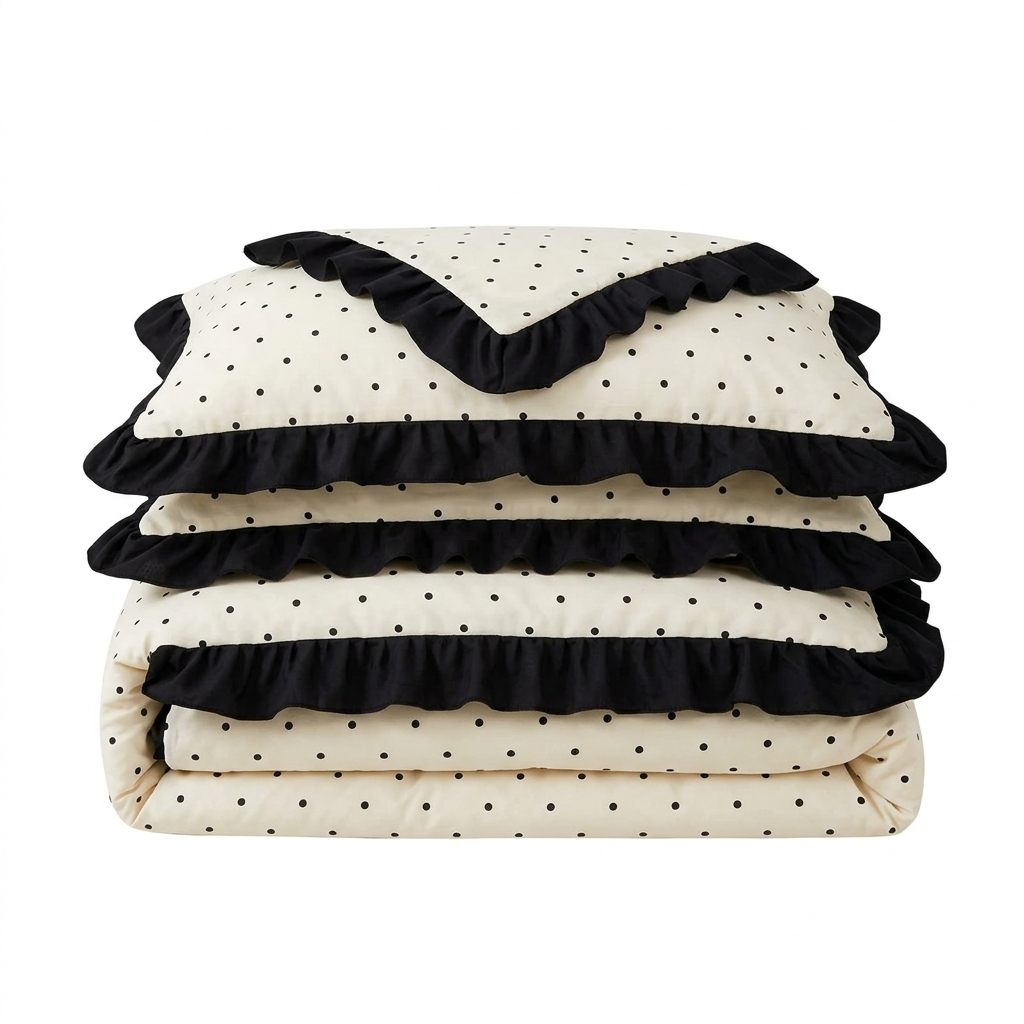 French Ruffled Polka Dot Bedding Set