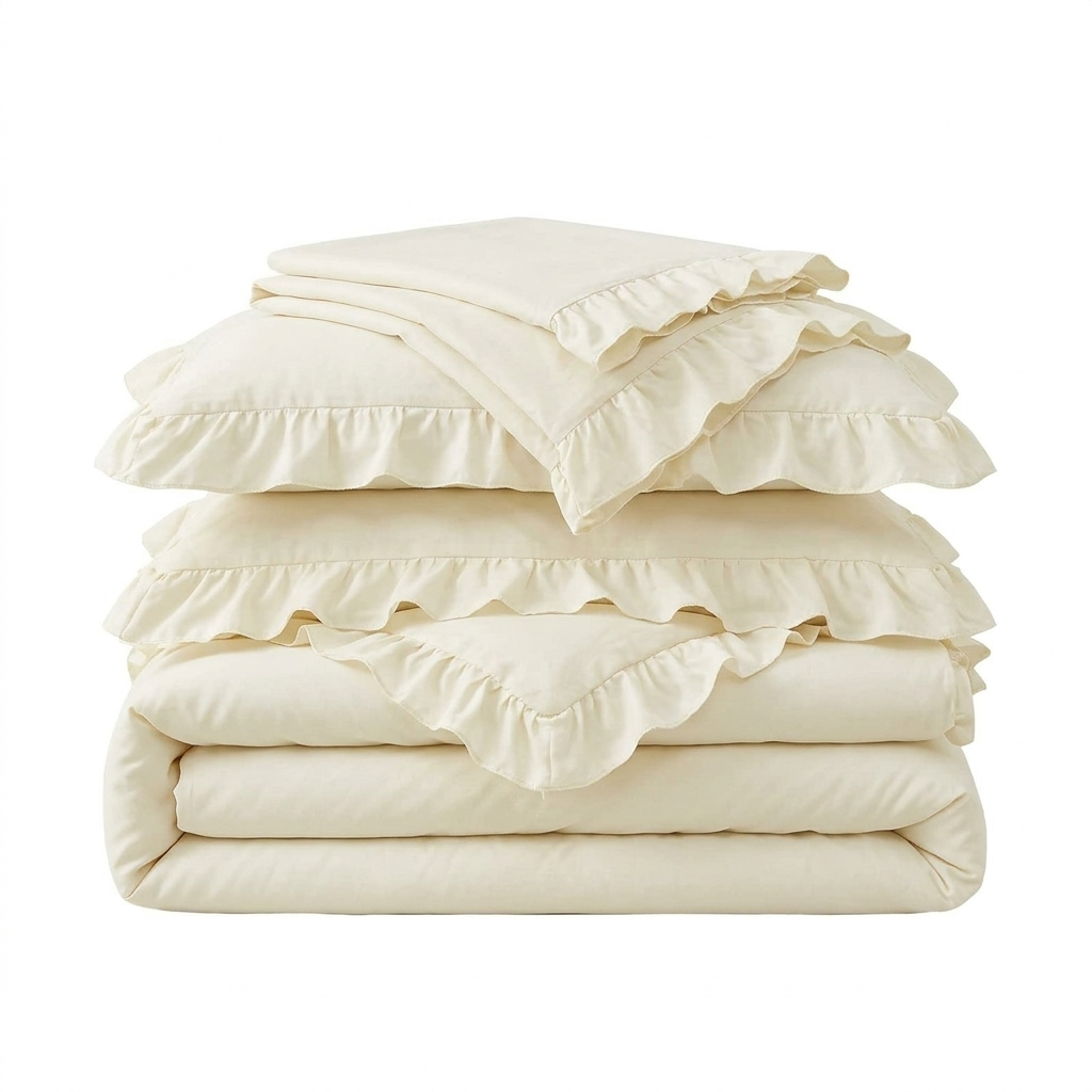 Solid Color Ruffle Bedding Set