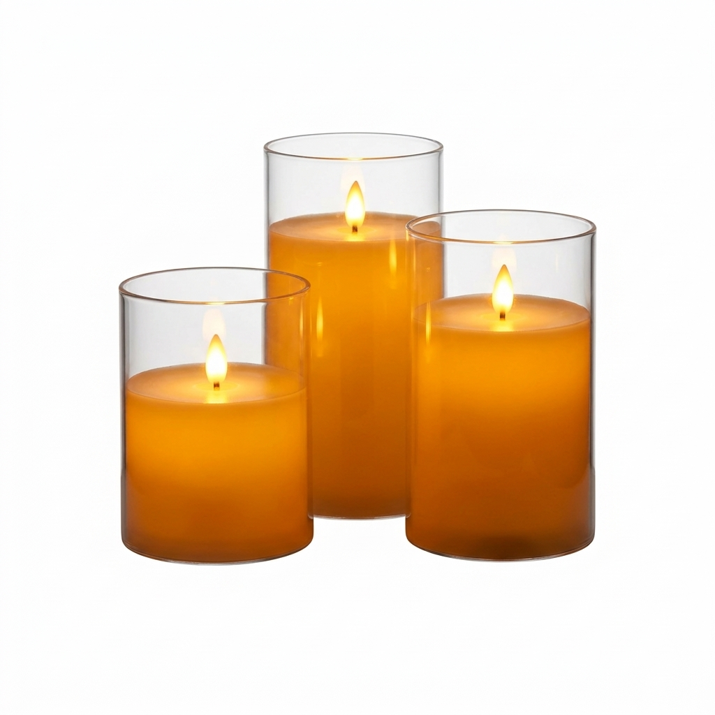 Rivelle Warm Glow LED Flameless Glass Candles