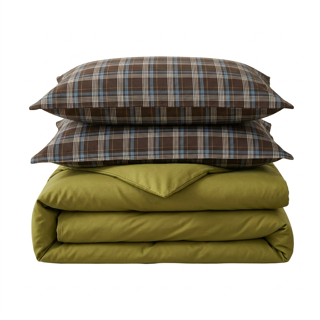Rustic Olive Plaid Bedding Set