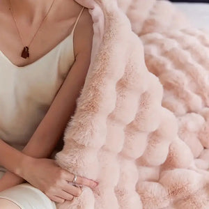 Rabbit Faux Fur Double Lined Blanket Throw