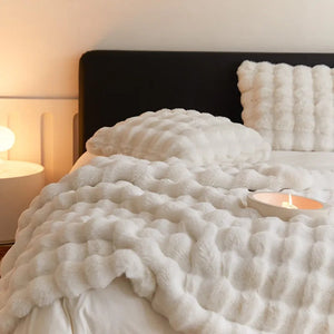 Rabbit Faux Fur Double Lined Blanket Throw