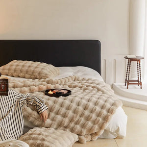 Rabbit Faux Fur Double Lined Blanket Throw