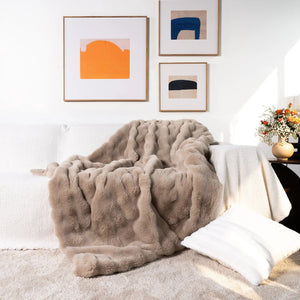 Rabbit Faux Fur Double Lined Blanket Throw