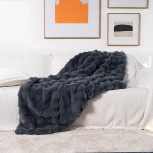 Rabbit Faux Fur Double Lined Blanket Throw