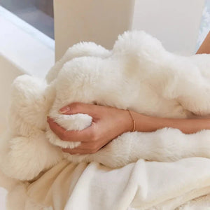 Rabbit Faux Fur Double Lined Blanket Throw