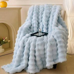 Rabbit Faux Fur Double Lined Blanket Throw