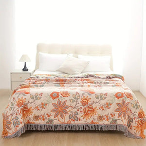 Rustic Floral Boho 100% Cotton Throw Blanket