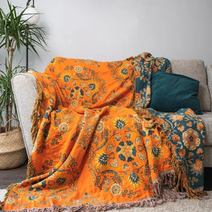 Marigold Reversible Cotton Gauze Throw Blanket
