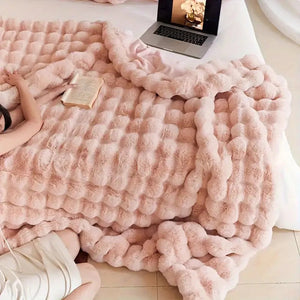 Rabbit Faux Fur Double Lined Blanket Throw