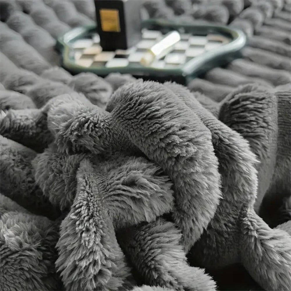Striped Plush Textured Throw Blanket