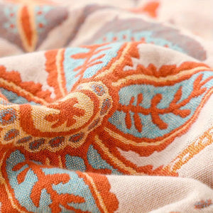 Rustic Floral Boho 100% Cotton Throw Blanket