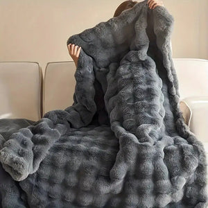 Rabbit Faux Fur Double Lined Blanket Throw