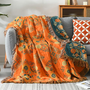 Marigold Reversible Cotton Gauze Throw Blanket