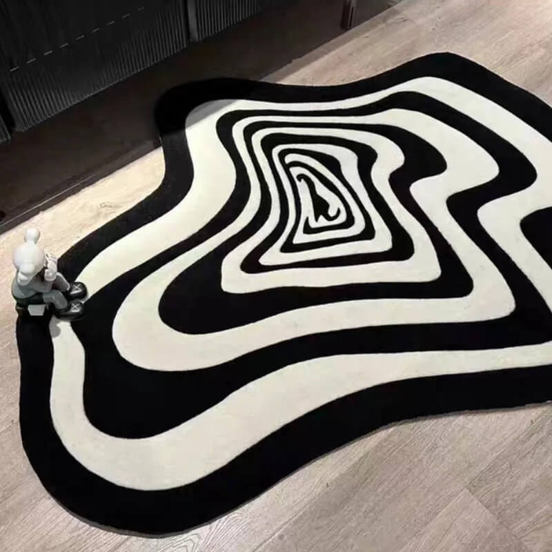 Trippy Hypno Blob Fluffy Accent Rug