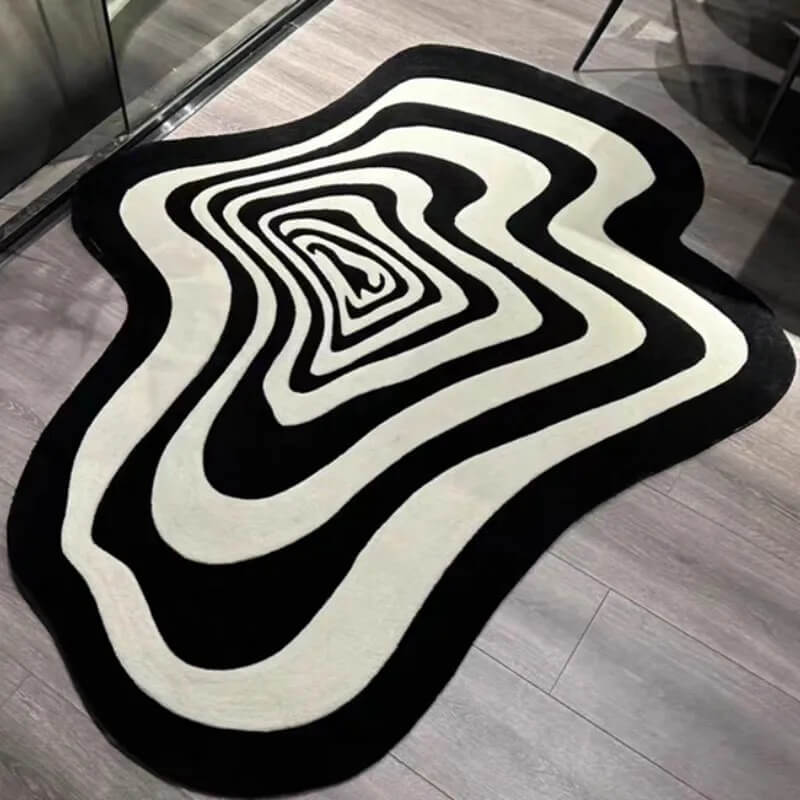 Trippy Hypno Blob Fluffy Accent Rug