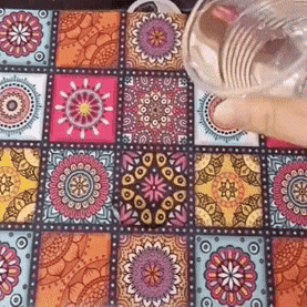 Microfiber appliance mat in use