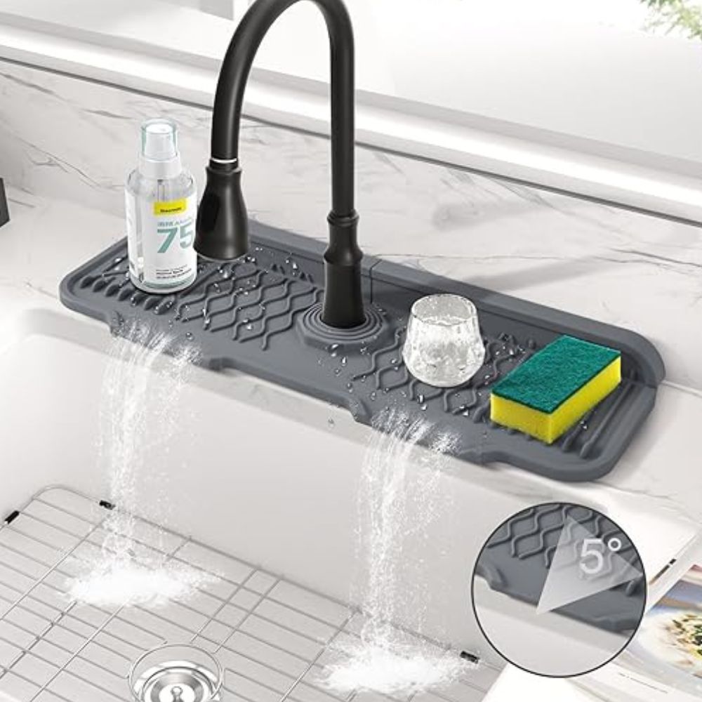 Aqua Slope sink faucet mat close up detail