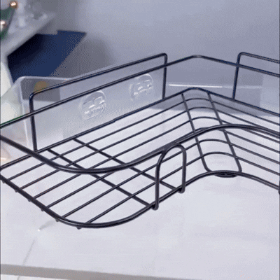 Corner shower caddy shelf mounted in a shower
