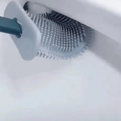Silicone toilet brush with holder close up detail