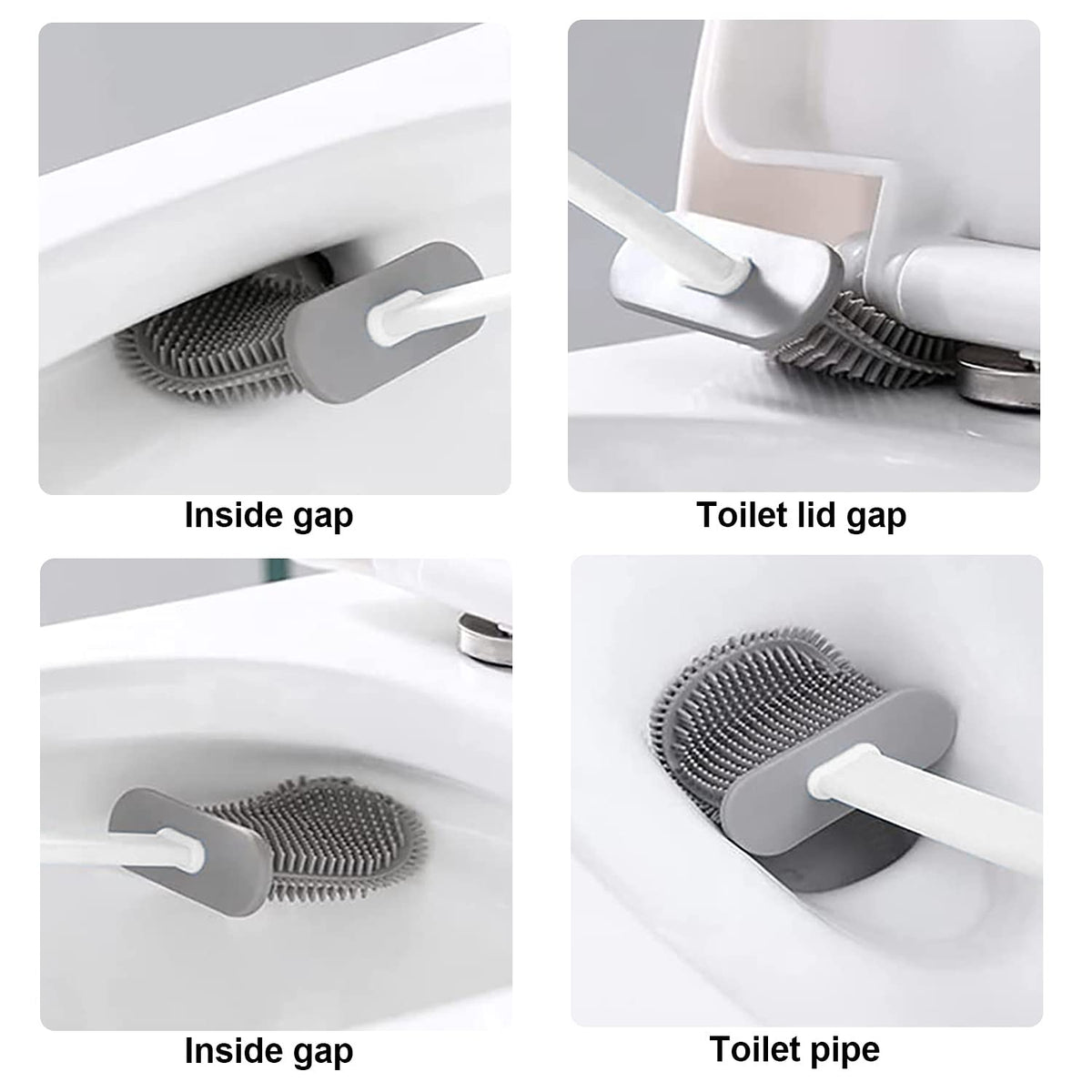 Silicone toilet brush with holder detail view