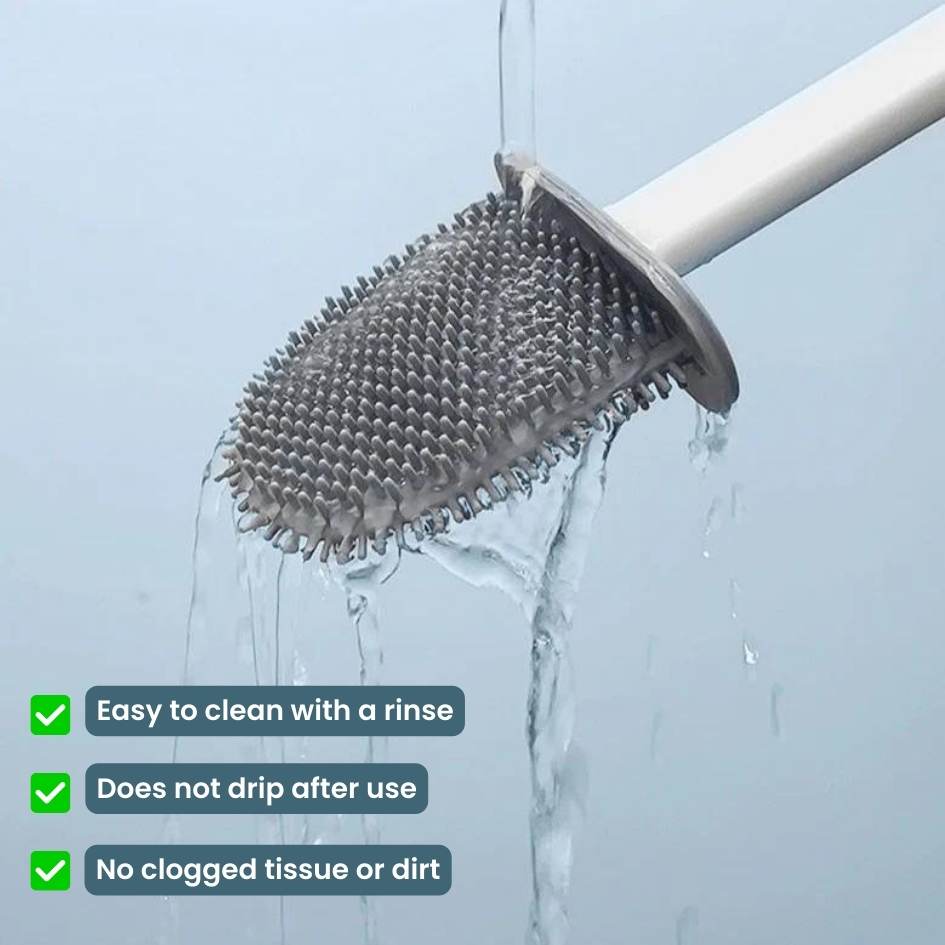 Silicone toilet brush with holder feature view