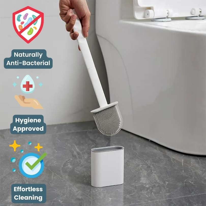 Silicone toilet brush with holder alternate view