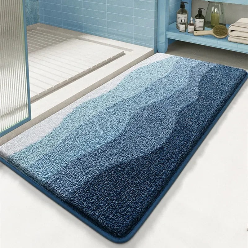 Coastal wave bath mat close up