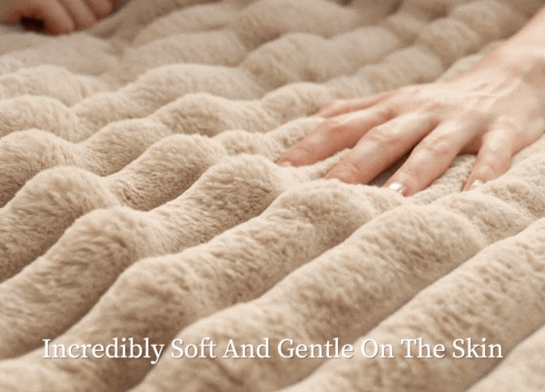 Striped plush textured throw blanket, view 1