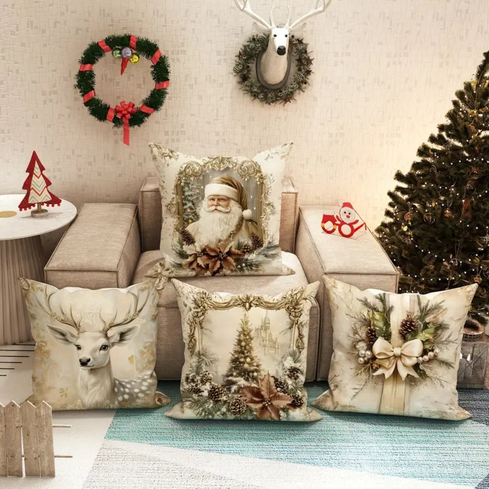Golden velvet Christmas cushion cover designs