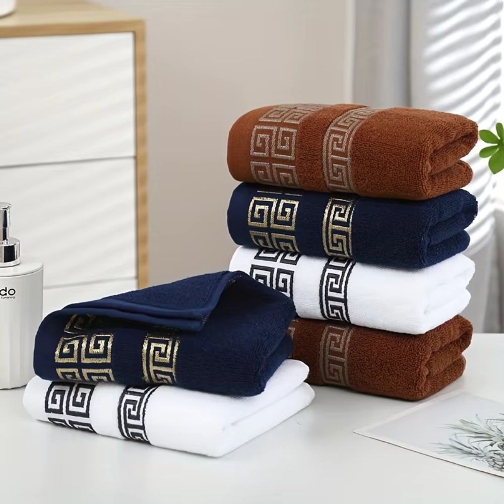 Loom soft terry towel set shown in a bathroom
