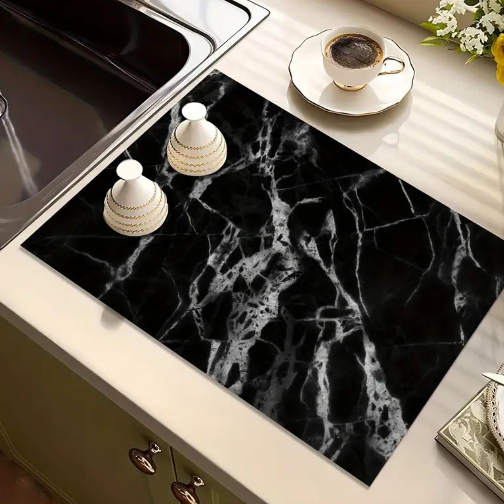 Marble print dish drying mat product view