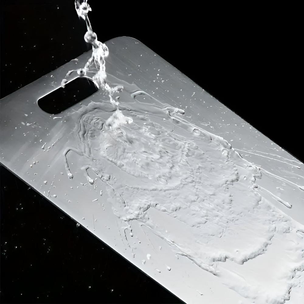 Stainless steel chopping board feature view