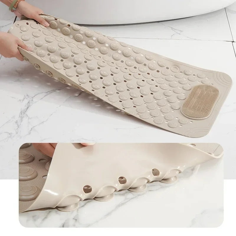 SafeGrip shower mat with foot scrubber in its setting
