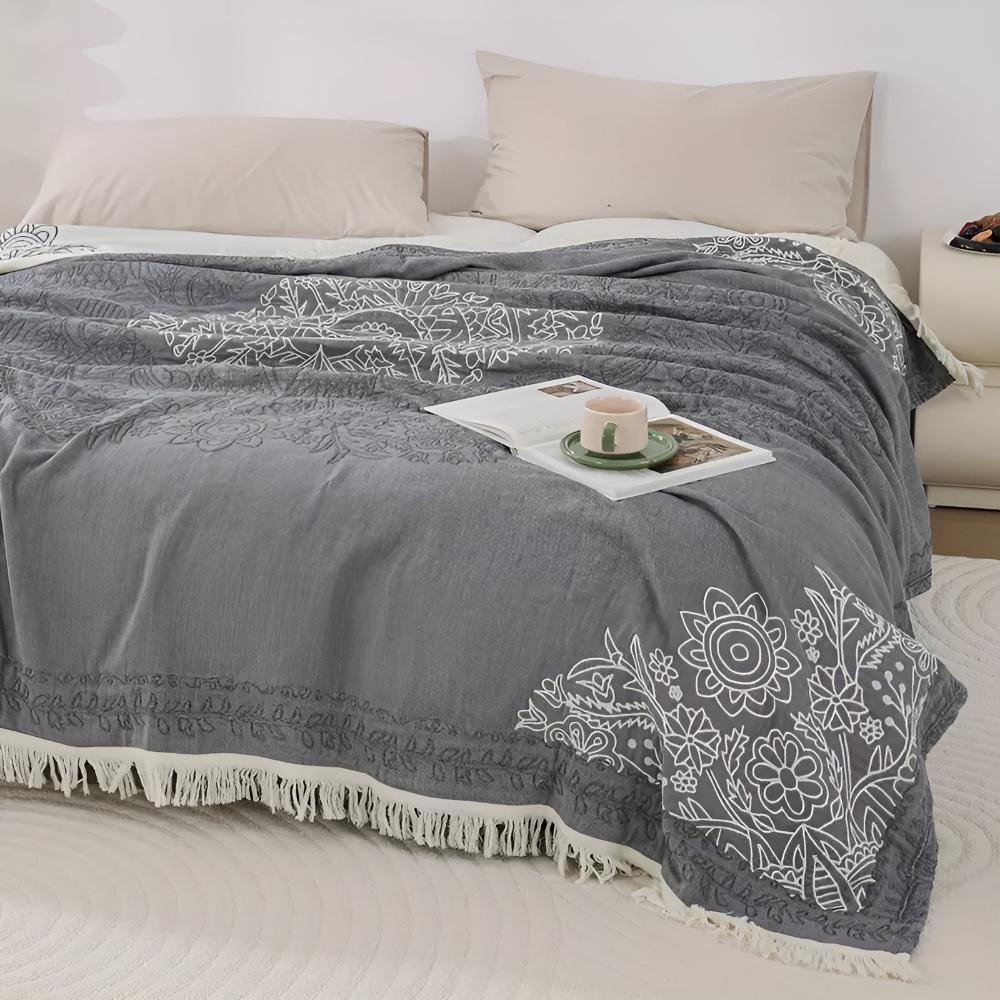 Scandi Chic cotton blanket in gray folded