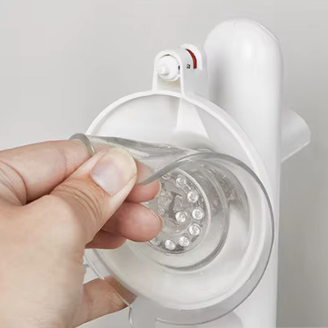 Suction shower grab bar close up