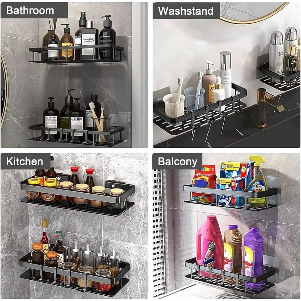 Shower caddy shelf organizer in a bathroom
