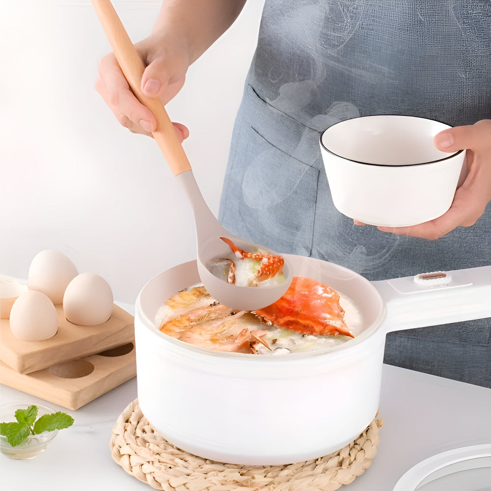 Silicone cooking utensils set shown in a kitchen