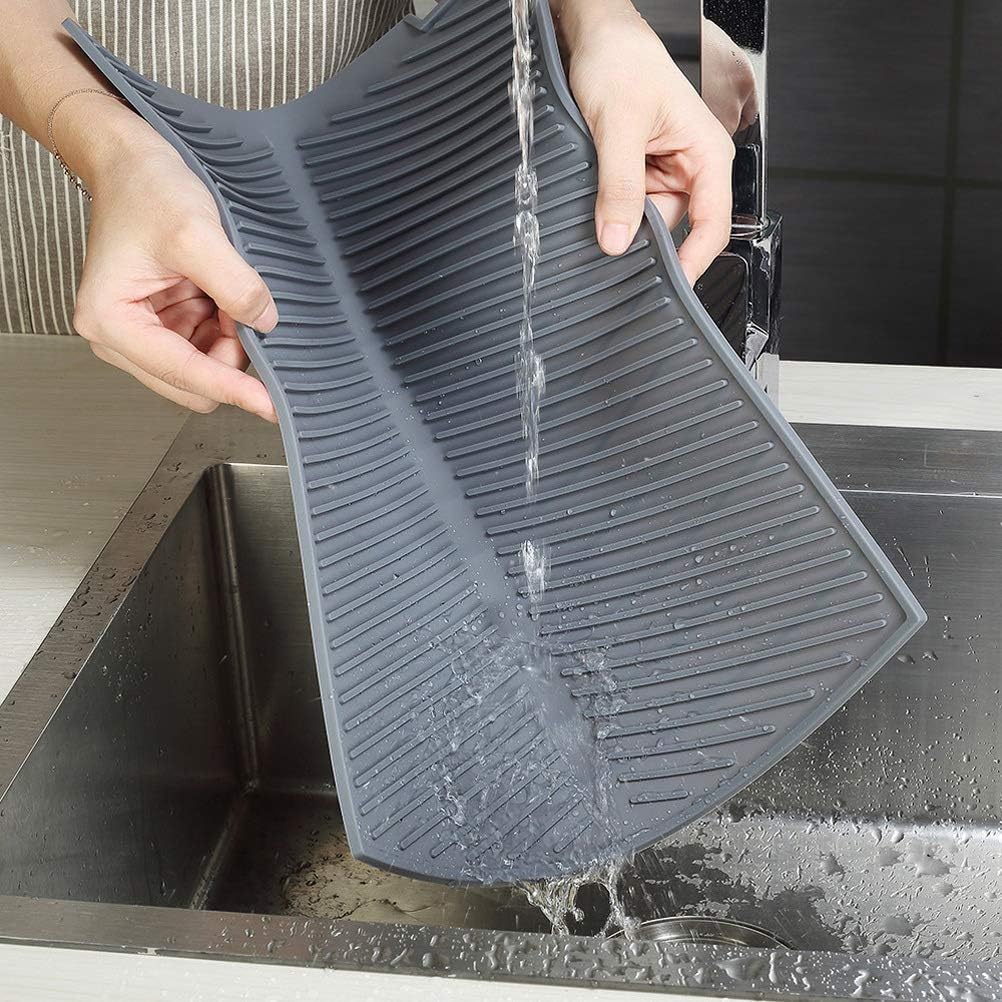 Silicone dish drying mat by a kitchen sink, view 6