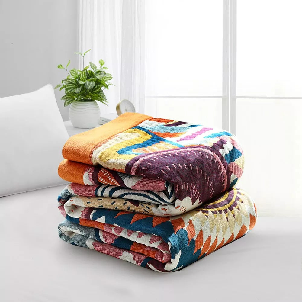 Nordic sunburst cotton throw blanket detail view 1