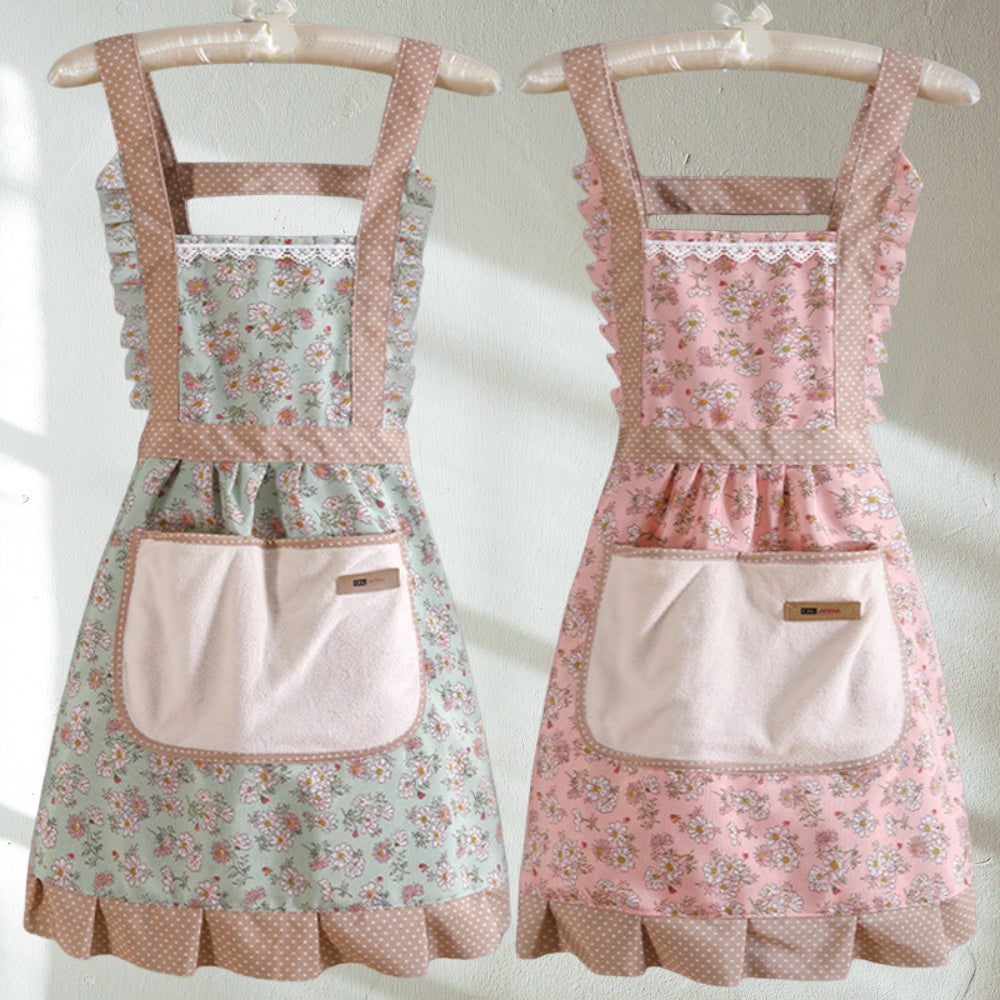 Sweet Flora floral kitchen apron detail view 1
