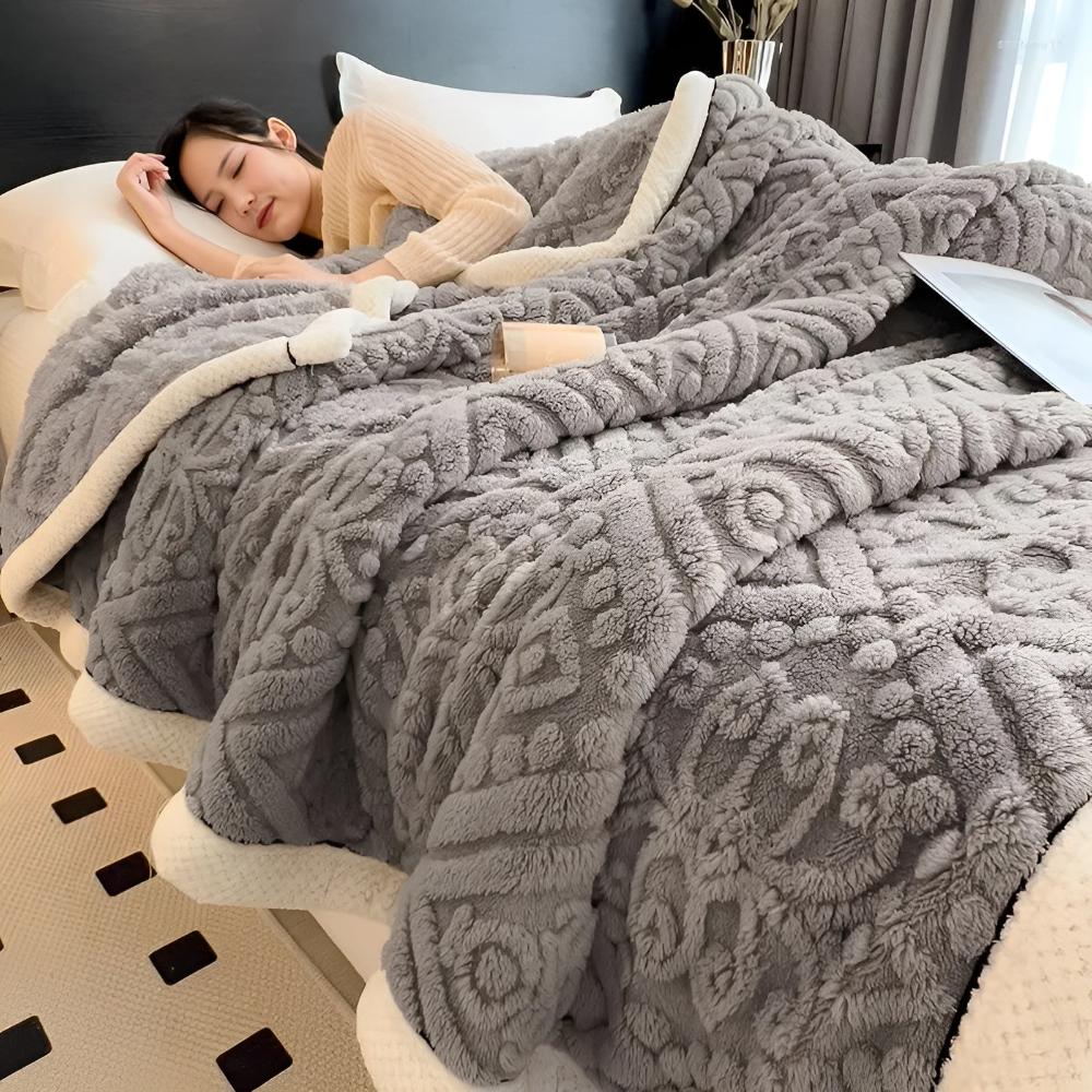 Mandala velvet sherpa blanket on a bed