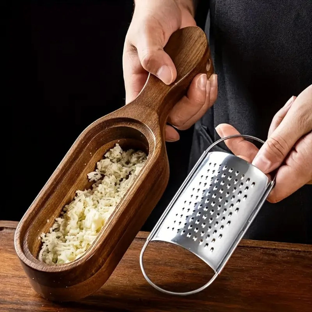 Acacia wood cheese grater shown in a kitchen