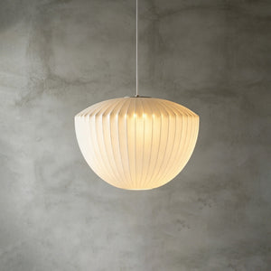 Solene Silk Bubble Pendant Light, bell shade in white