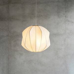 Solene Silk Bubble Pendant Light, faceted round shade in white