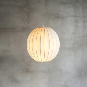 Solene Silk Bubble Pendant Light, globe shade in white