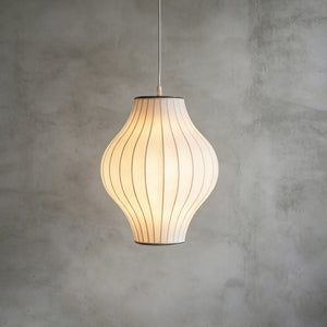 Solene Silk Bubble Pendant Light, lantern shade in white