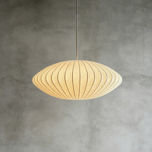 Solene Silk Bubble Pendant Light, saucer shade in white